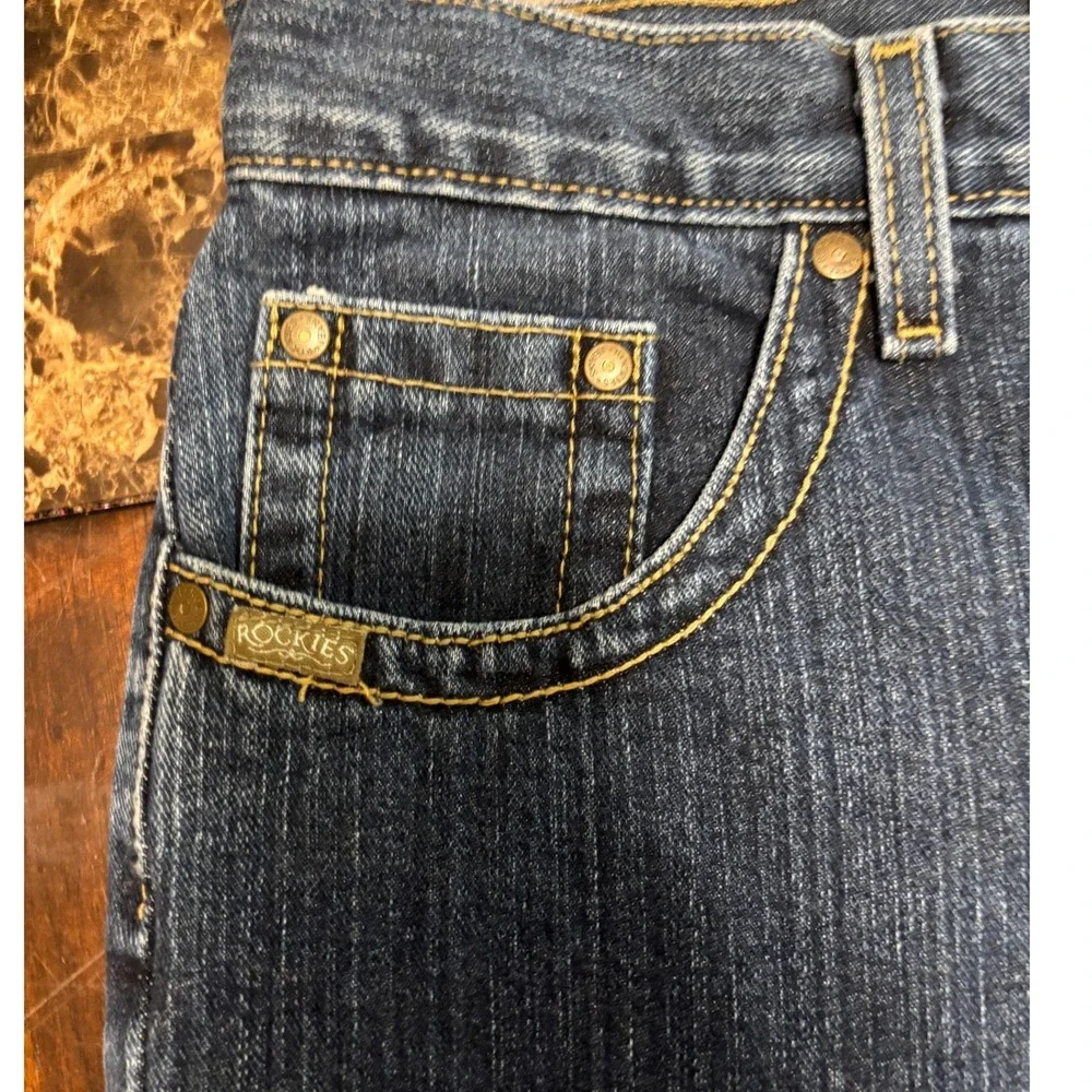 Rockies Natural‎ Rise Jeans Womens 8XL Dark Wash Western V-Yoke Straight